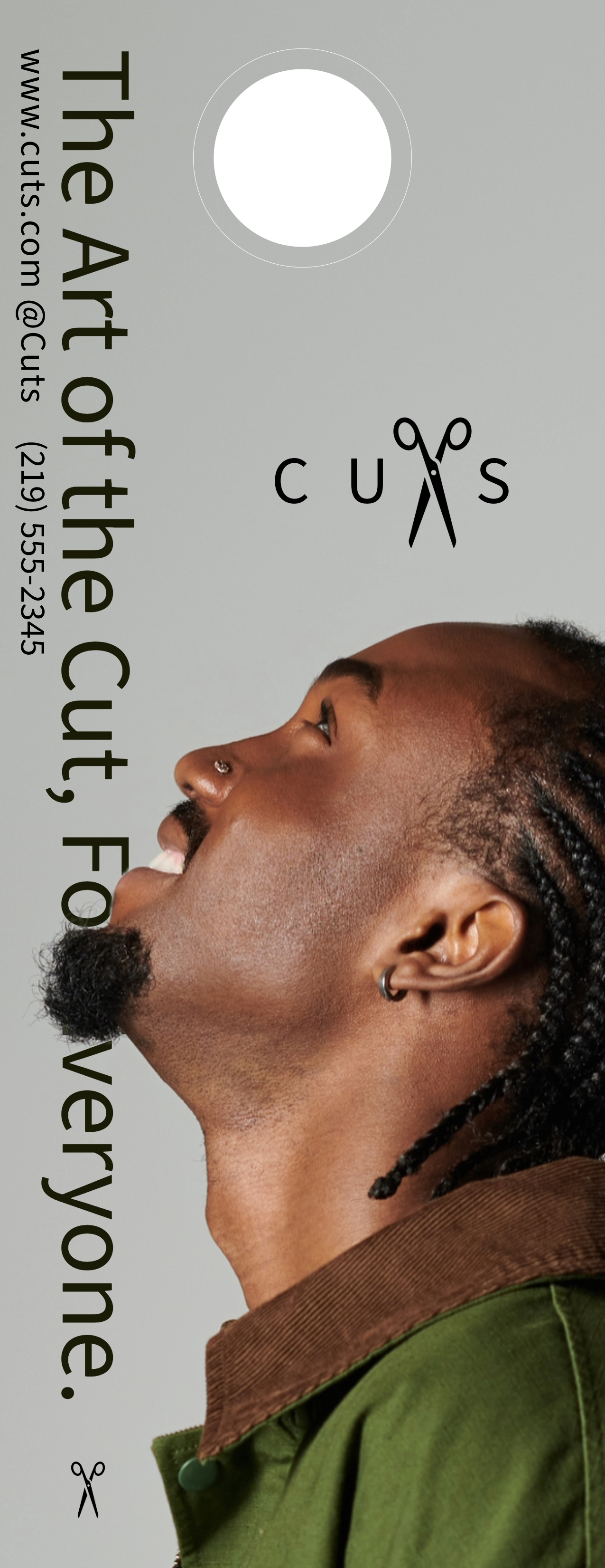 "The Art of the Cut" Barbershop & Salon Door Hanger Template - Accessible Design for All