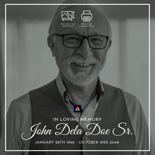 Editable Memorial Social Media Template with Video & Print Options