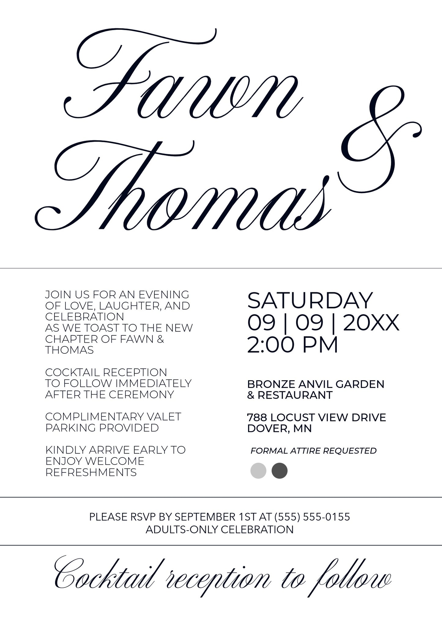 Editable Wedding Invitation Template (5" x 7") – Adobe Express | Elegant Script Design | Instant Download