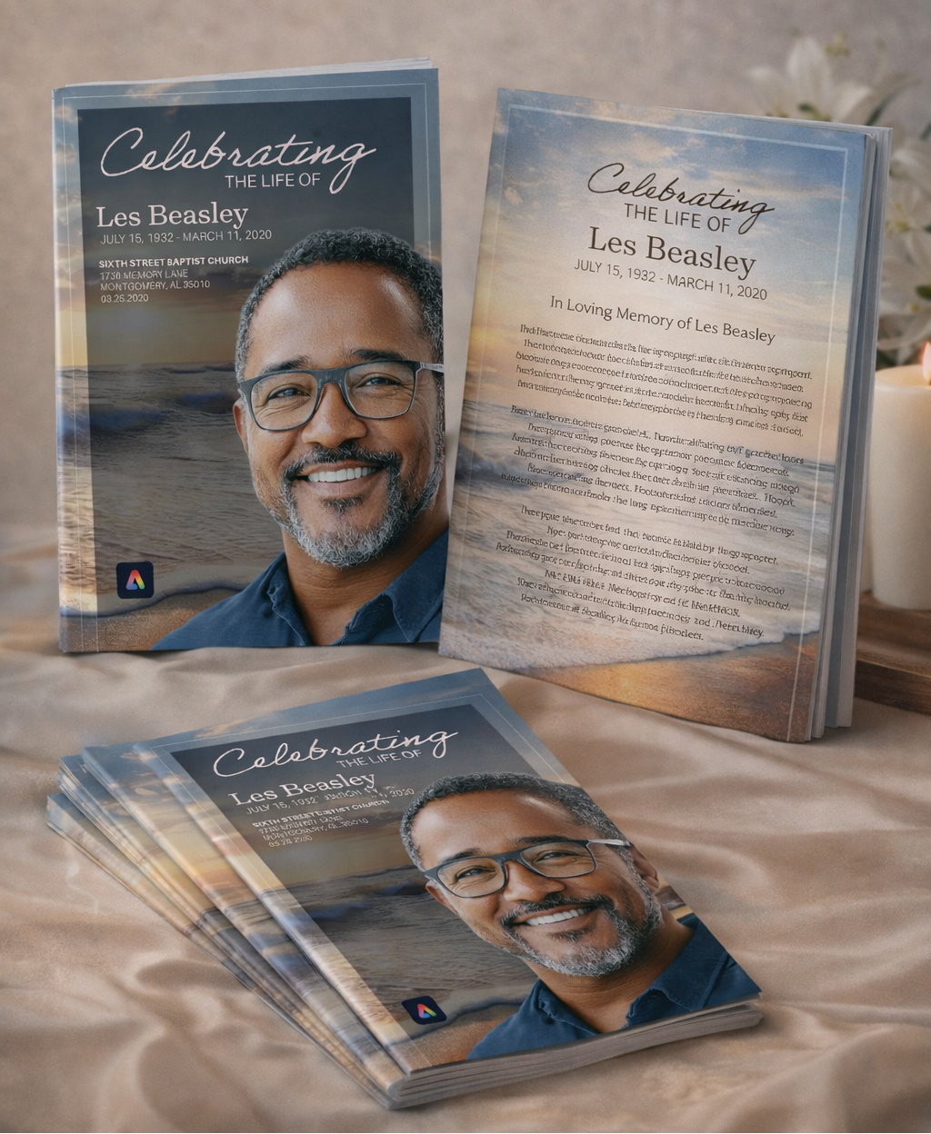 Editable Funeral Program Template (4-Page, 5.5” x 8.5”) – Adobe Express | Faith-Based Celebration of Life | Instant Download