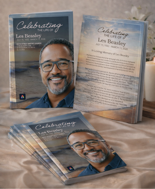Memorial Essentials Template Bundle – Editable Funeral Program + Bookmark + Prayer Card | Adobe Express