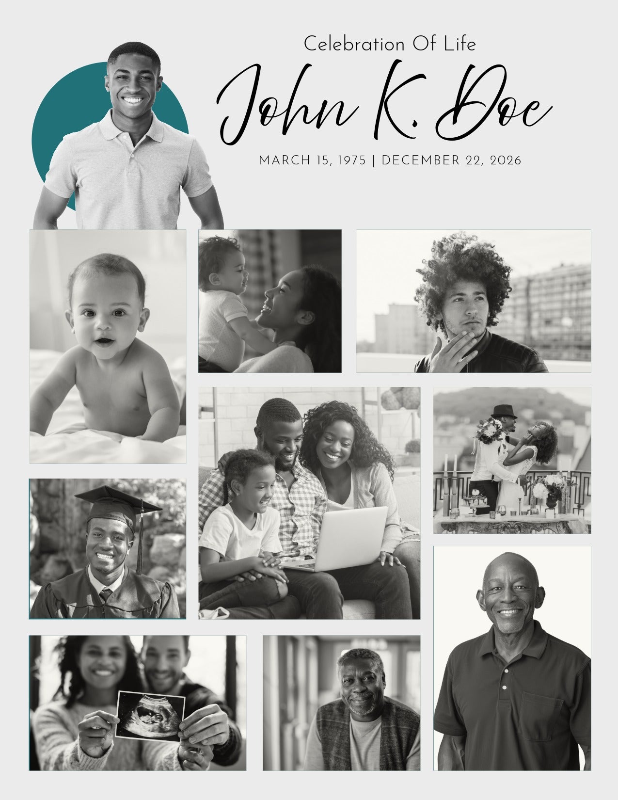 Elegant 4-Page Funeral Program Template – Editable, Printable, Shareable & Translatable (AA)