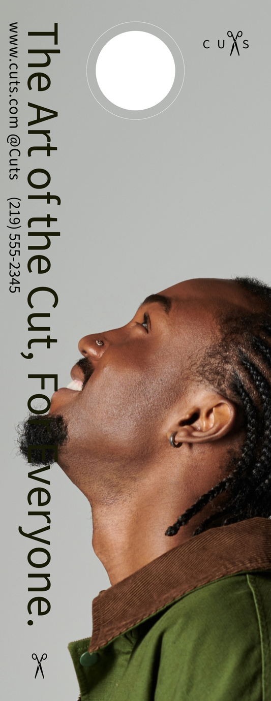 "The Art of the Cut" Barbershop & Salon Door Hanger Template - Accessible Design for All