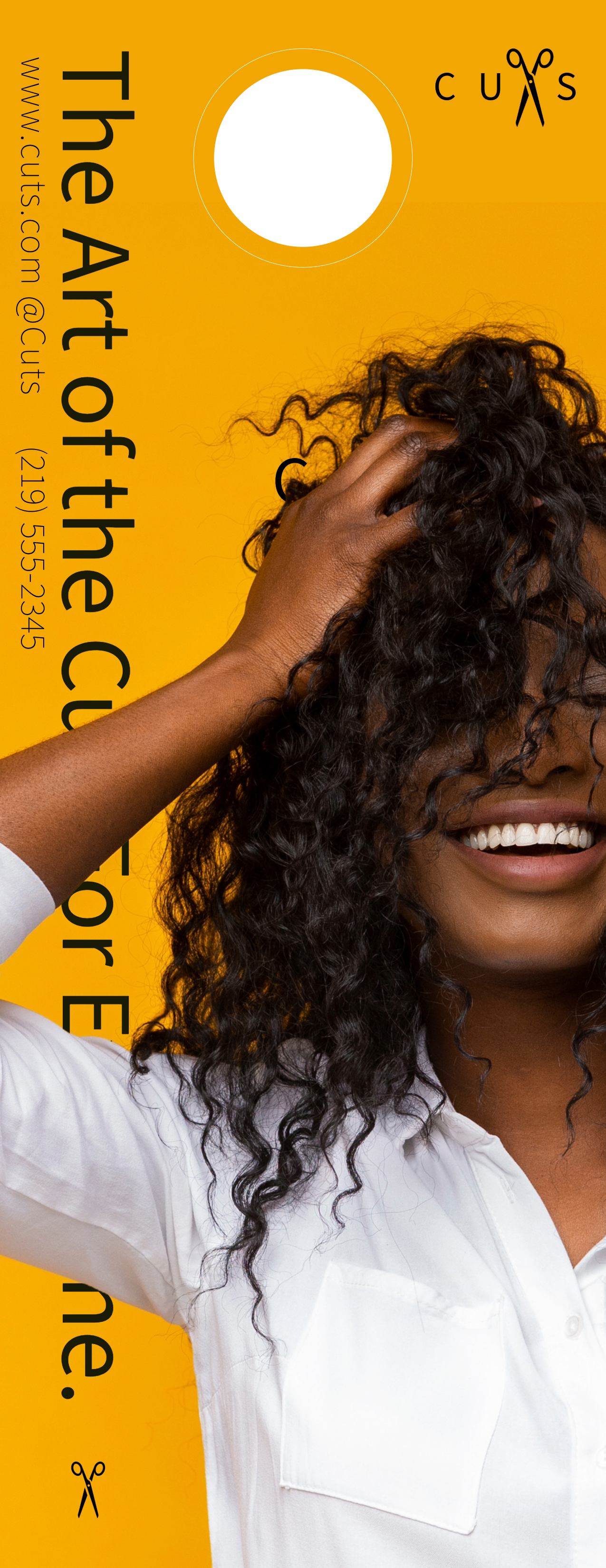 Plantilla para colgar en la puerta de una barbería o salón de belleza "El Arte del Corte" - Diseño accesible para todos