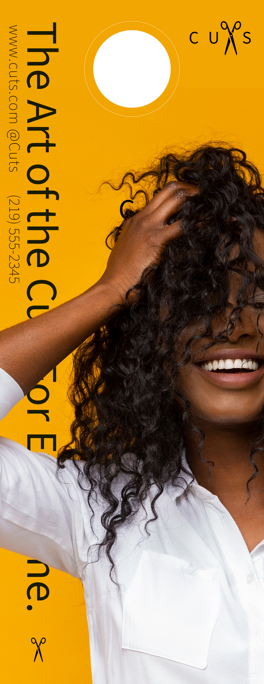 "The Art of the Cut" Barbershop & Salon Door Hanger Template - Accessible Design for All