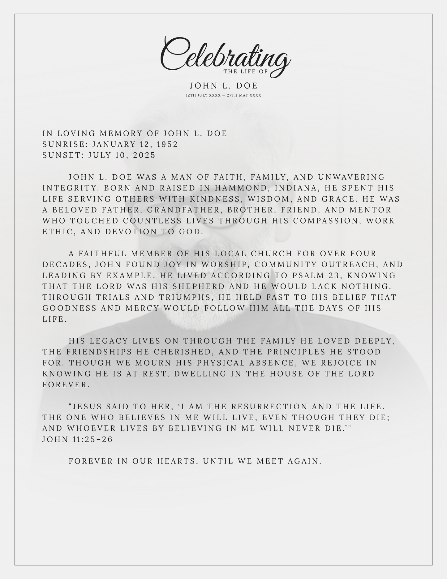 Premium 4-Page Funeral Brochure Bundle with Prayer Card & Digital Blessings Page – Adobe Express Editable