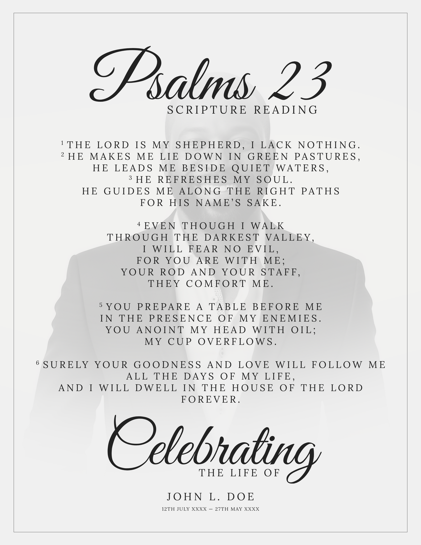 Editable Celebration of Life Template (4 pgs.)