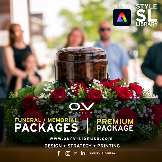 Premium Memorial Package – 250 Programs + Prayer Cards + Slideshow + Obituary Page
