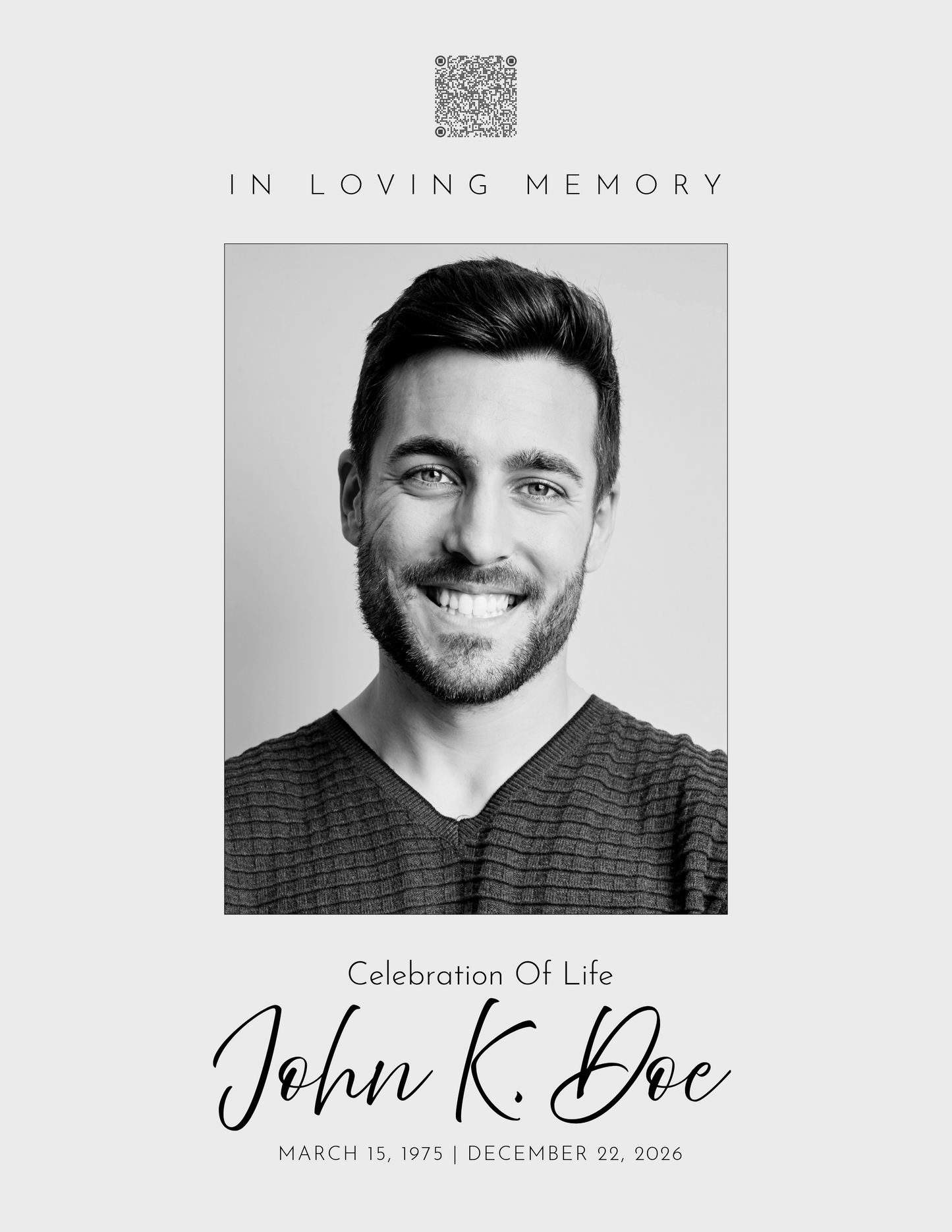 Elegant 4-Page Funeral Program Template – Editable, Printable, Shareable & Translatable