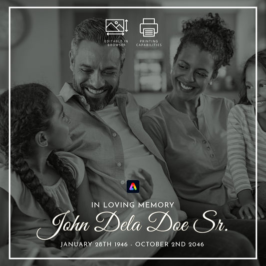 Editable Memorial Social Media Template with Video & Print Options