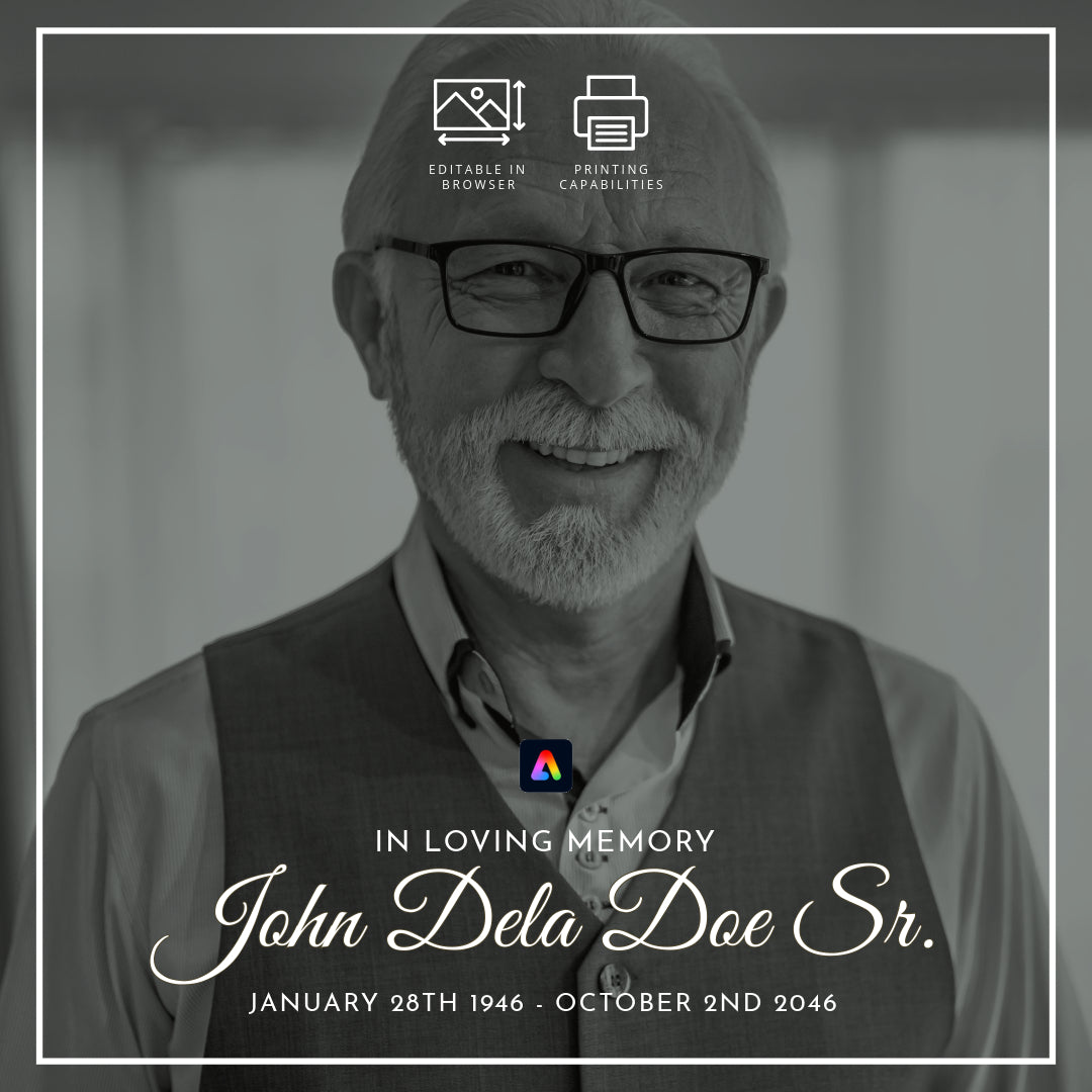Editable Memorial Social Media Template with Video & Print Options