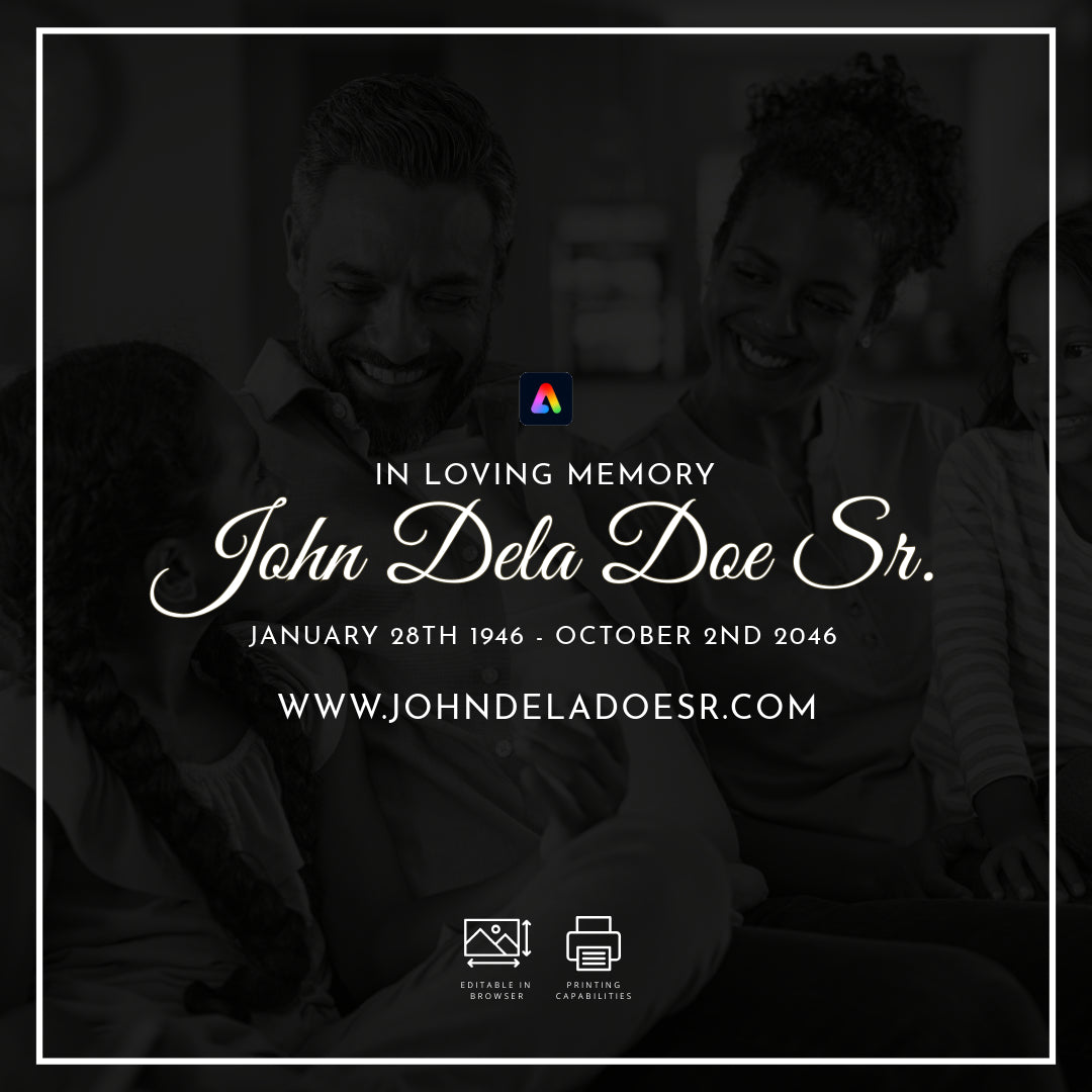 Editable Memorial Social Media Template with Video & Print Options