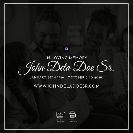 Editable Memorial Social Media Template with Video & Print Options