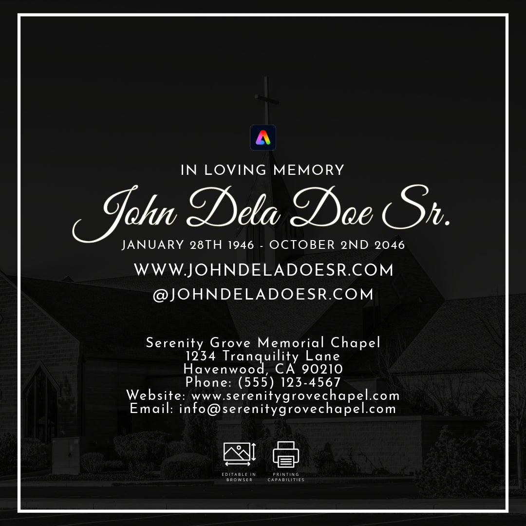 Editable Memorial Social Media Template with Video & Print Options