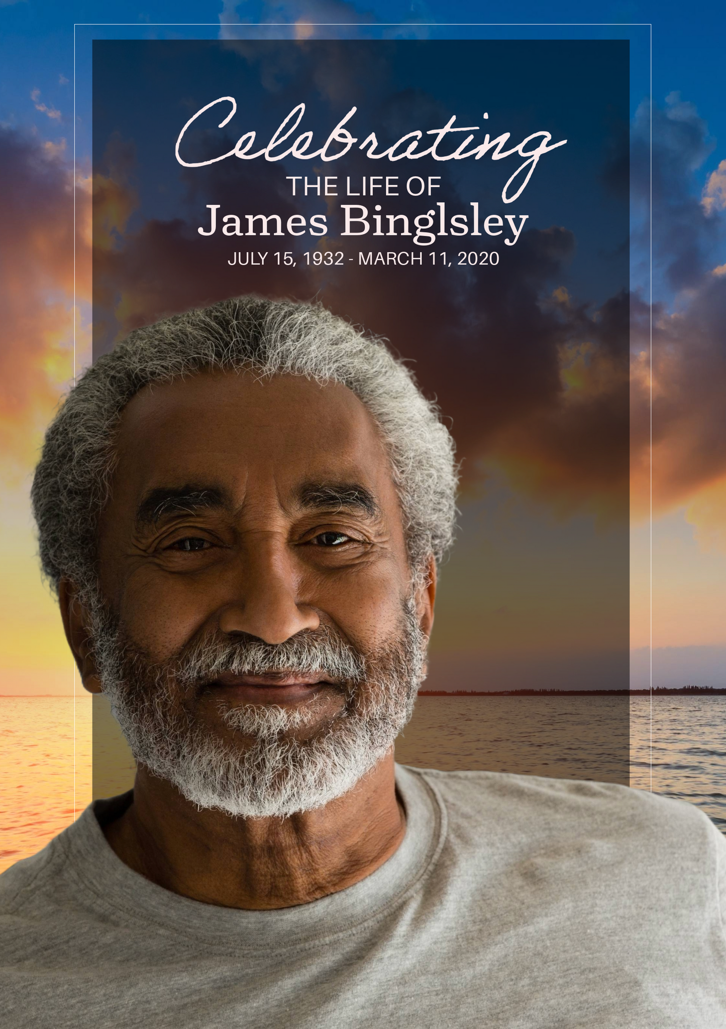 Editable Funeral Program Template – “Celebrating a Life” Bi-Fold Design