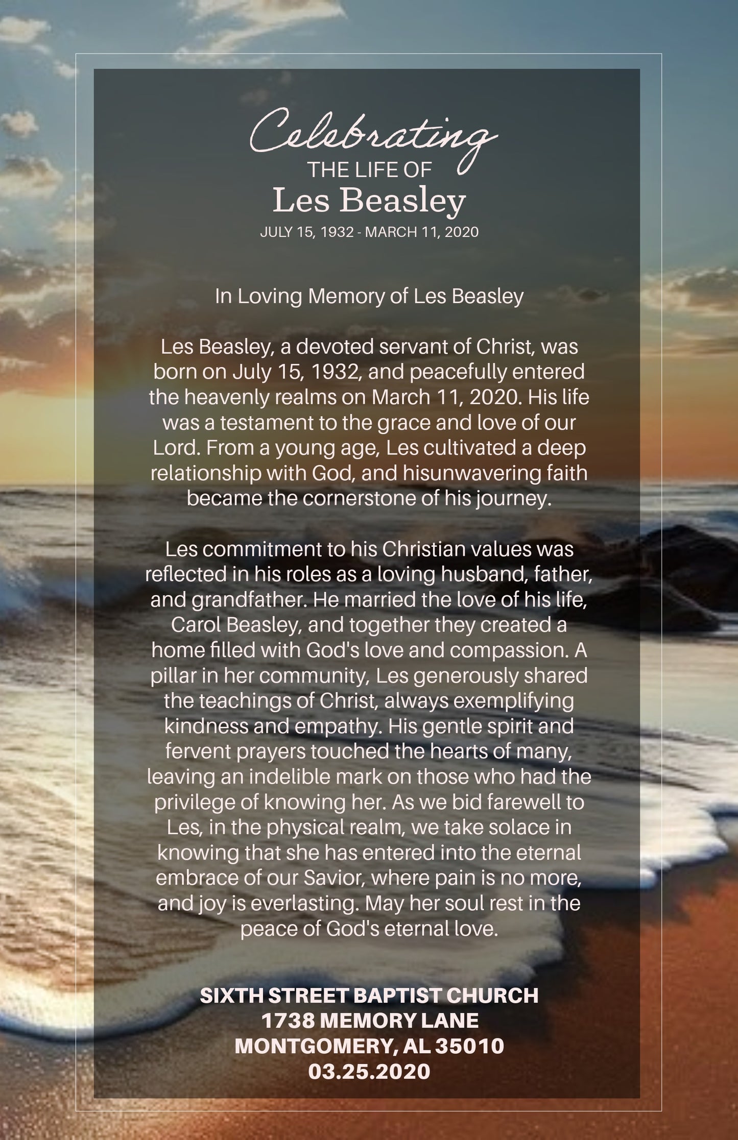 Editable Celebration of Life Funeral Program Template (Adobe Express) | Faith-Based Memorial Design | Instant Access