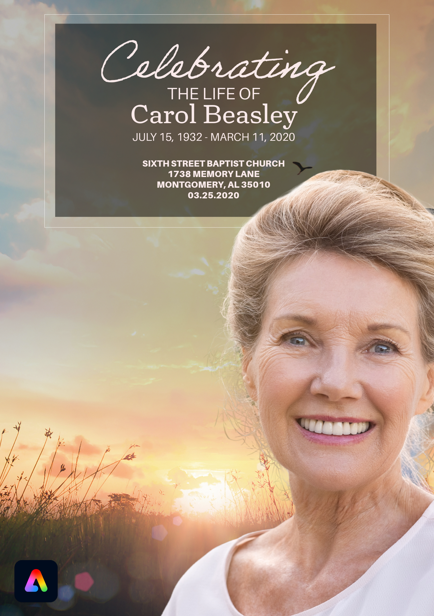 Editable Funeral Program Template – “Celebrating a Life” Bi-Fold Design - 2