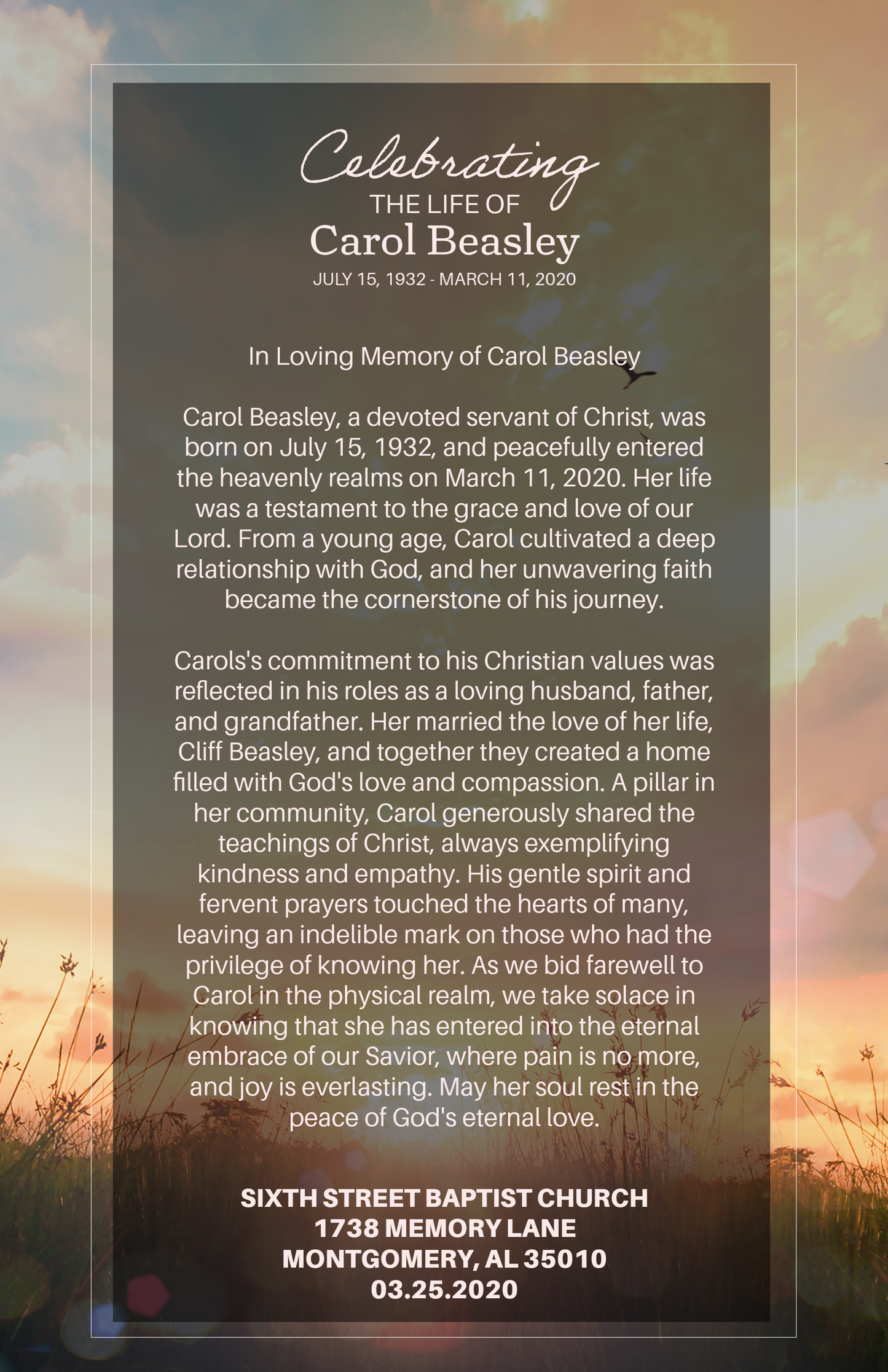 Editable Funeral Program Template – “Celebrating a Life” Bi-Fold Design - 2