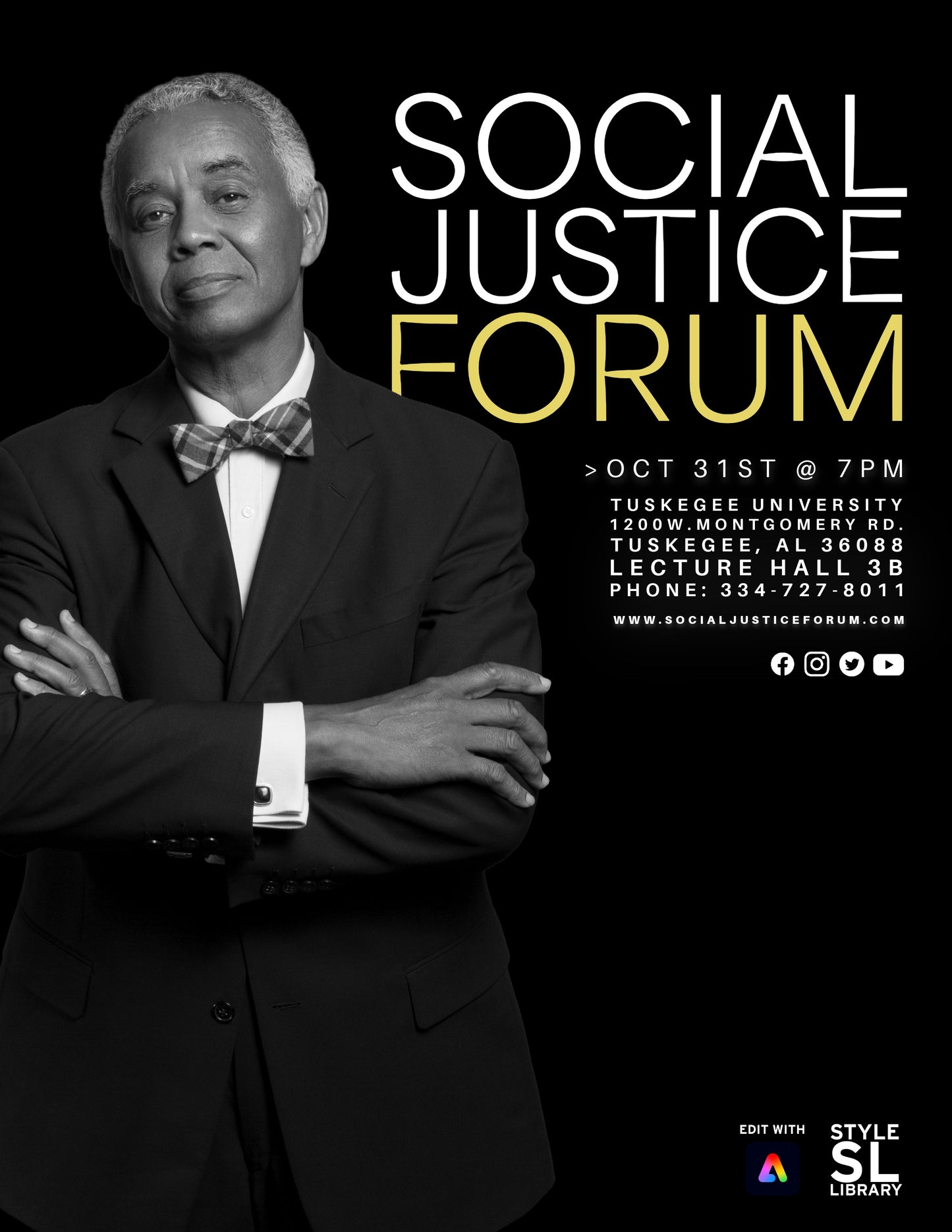 Social Justice Forum Event Branding Kit | Editable Adobe Express Template | Flyer + 3 Social Posts + LinkedIn & Facebook Covers