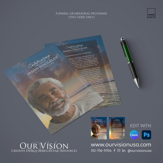 No-Fold Memorial Service Programs (Front&Back)