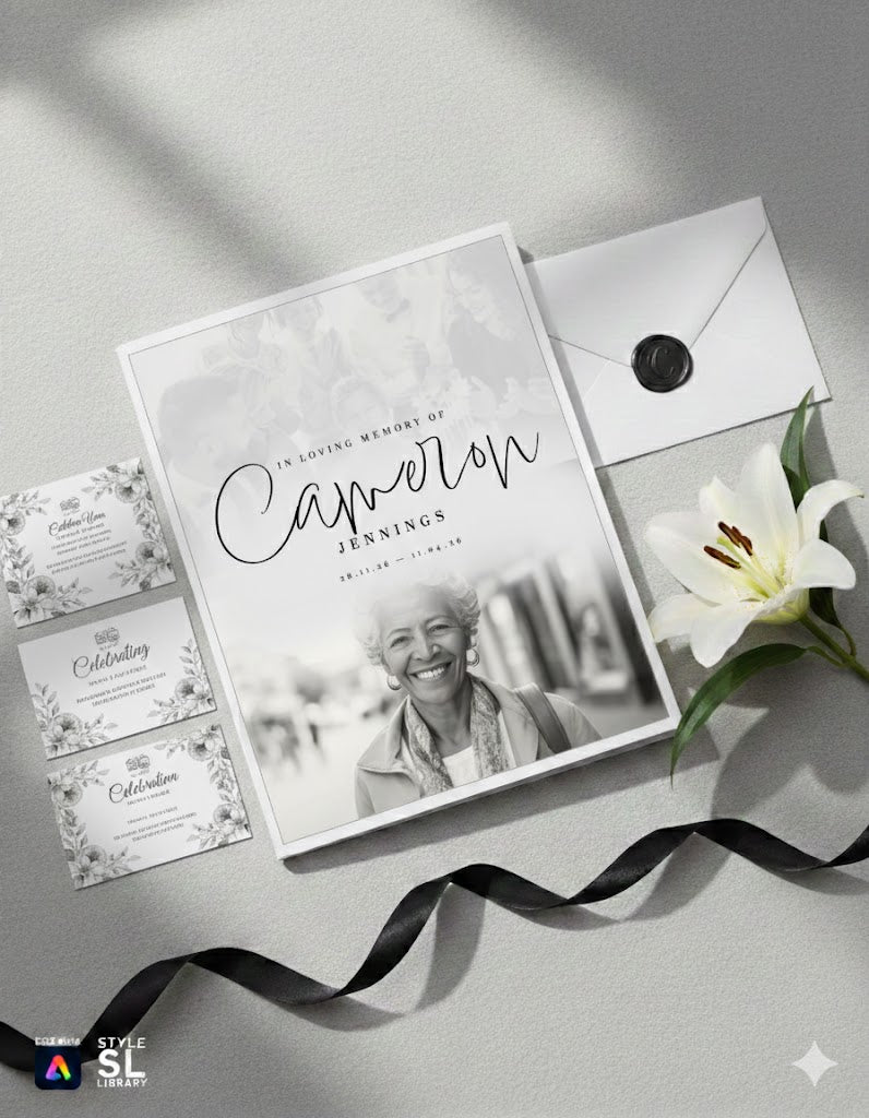 Editable Funeral Program Template (8.5” x 11”) – Adobe Express | Faith-Based Celebration of Life Brochure | Instant Download